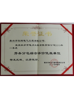 2019年勞務(wù)分包綜合評價(jià)優(yōu)勝單位